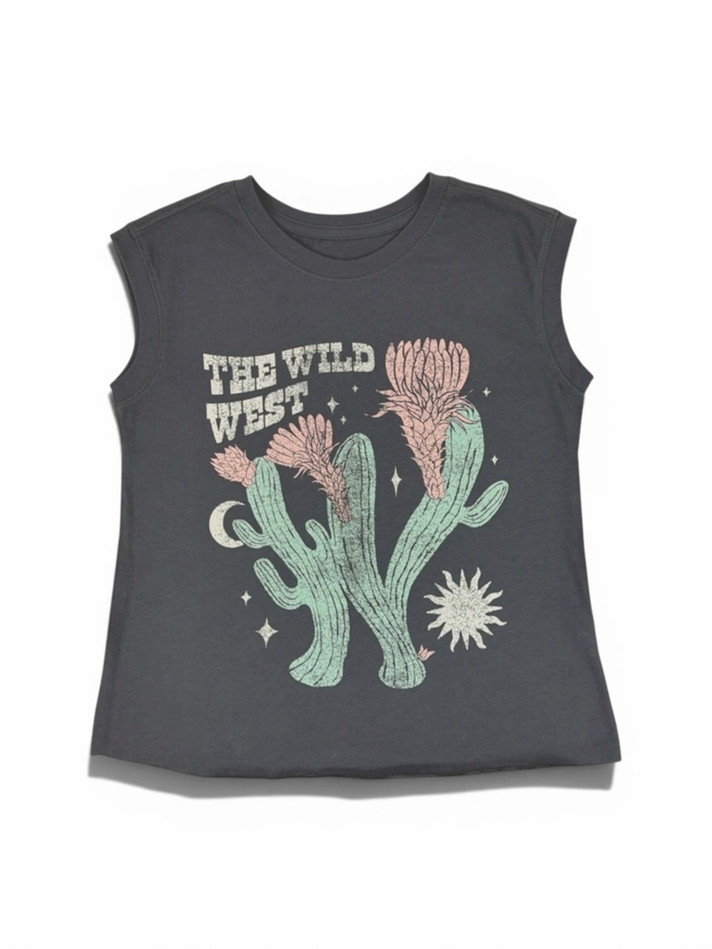 Girls' Charcoal 'The Wild West' Cactus Graphic Tank - Kids